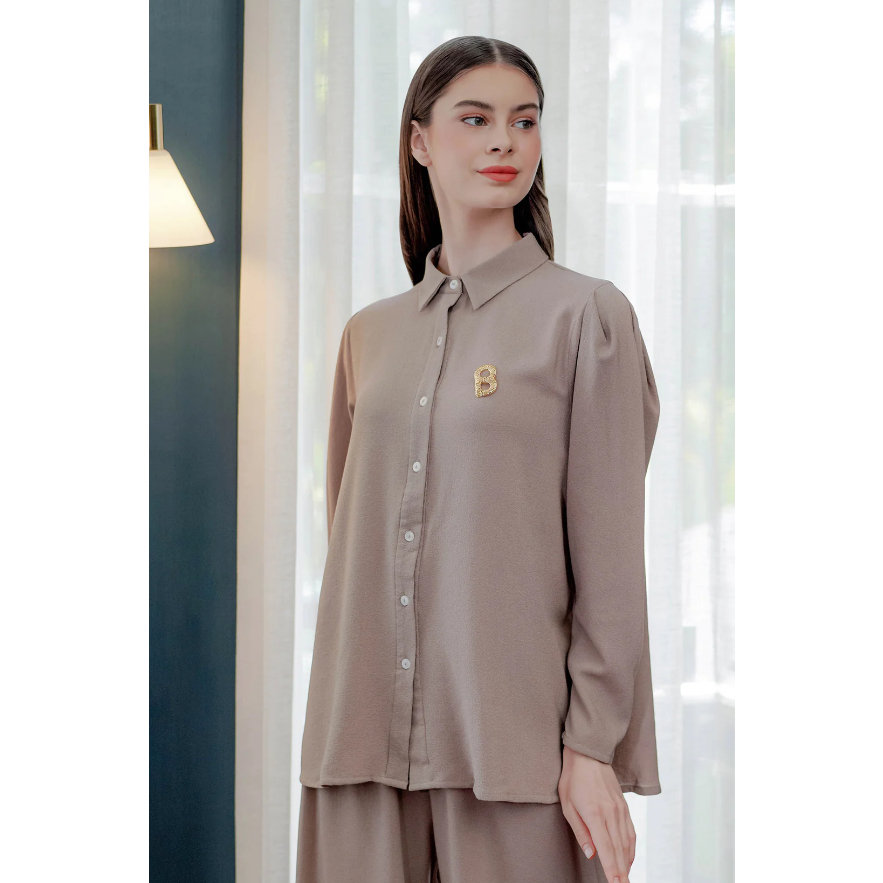 Malda Shirt - Sage, Mocha Benang jarum benangjarum XS S M L XL XXL buttonscarves series voal frozen 