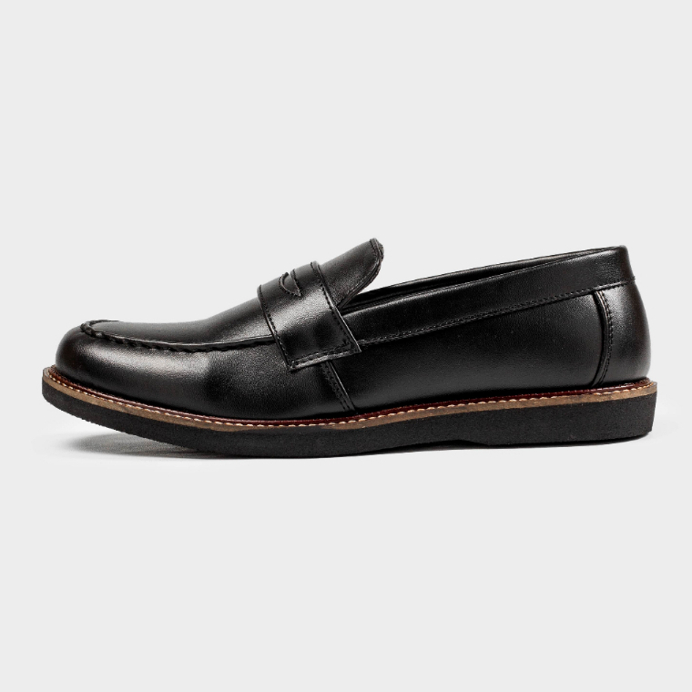 Sepatu Pantofel Pria Loafer Kerja Kantor Formal Kasual Pesta Kondangan Bahan Kulit Original Arf Black Alp