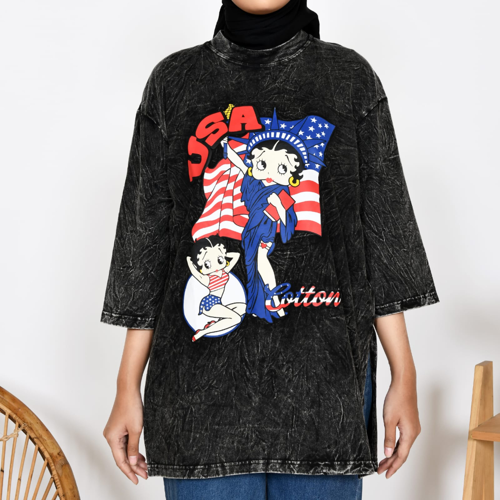 Kaos Karakter Wanita Mickey Mouse Friends Original Cotton Plus Lengan 7/8 Jumbo / KAos Wanita Washing Hijab Terlaris