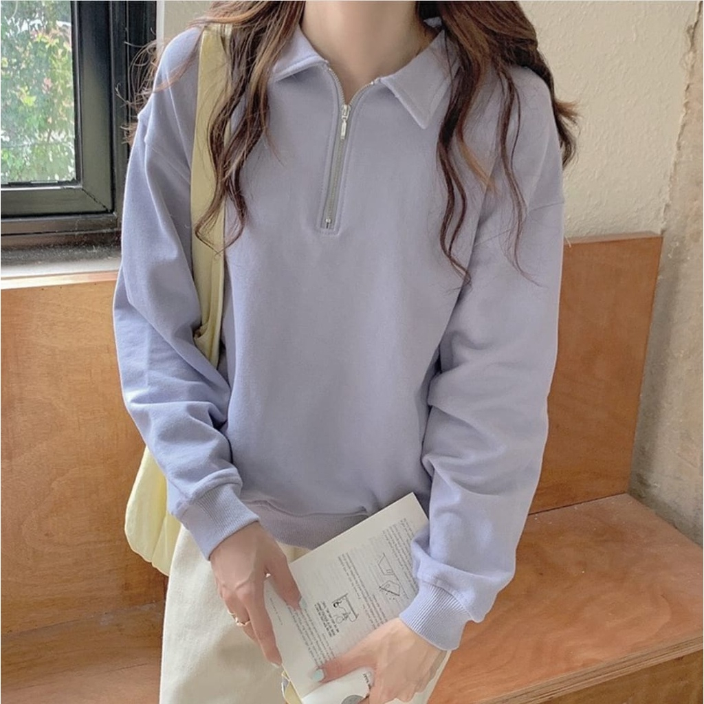 SWEETER CREWNECK - SULLI JACKET - JAKET WANITA - OVERSIZE - KOREAN STYLE