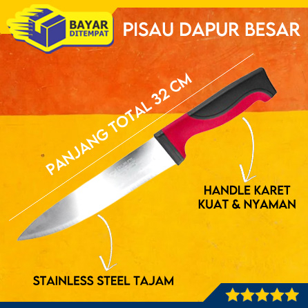 Pisau Dapur Panjang Besar Stainless Handle Karet KF-A518 Sayur Daging