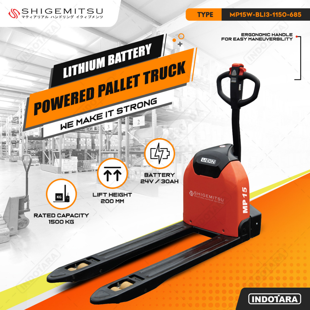 Shigemitsu Powered Pallet Truck MP15W-BLI3-1150-685