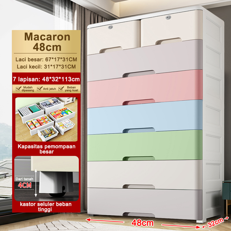 Weyon Sakura 48CM Lemari Bayi Plastik Loker Plastik Lemari Plastik Lemari Pakaian Laci Plastik Kabinet Drawer Storage Cabinet Gandakan daya dukung