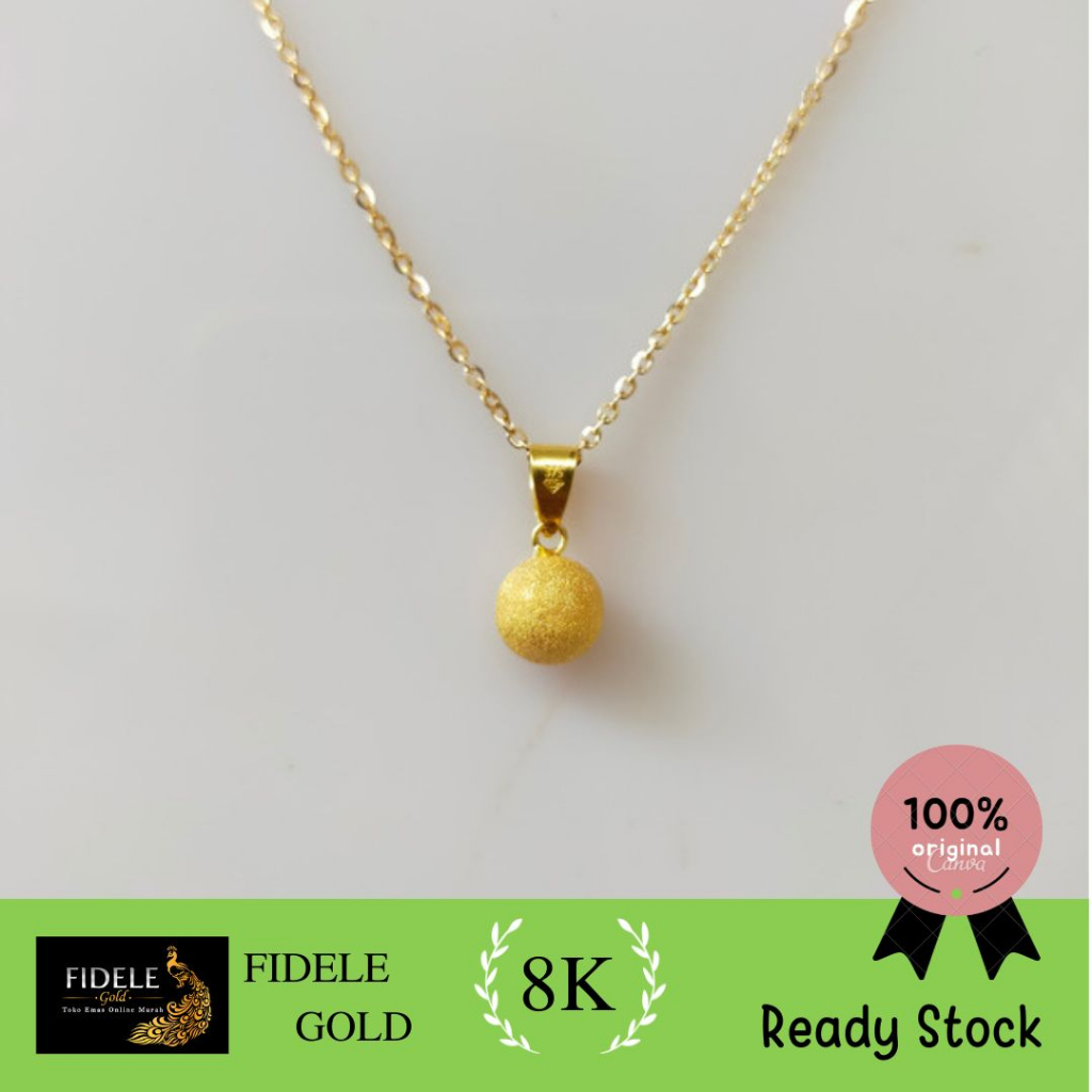 Liontin boba liontin bola pasir liontin bola doff liontin lato-lato emas 375