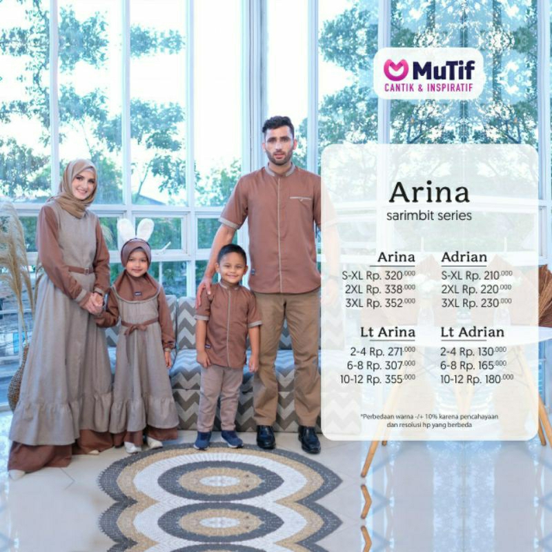 Mutif Sarimbit Arina Mutif Man Adrian Little Arina Little Adrian Baju Muslim Gamis Sarimbit Keluarga Family Series Terbaru Ori Lebaran 2023