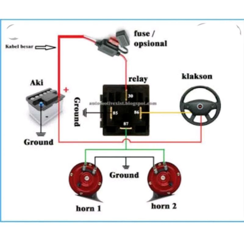 Klakson keong double plus relay sura mobil bisa untuk motor dan mobil  dc 12 volt