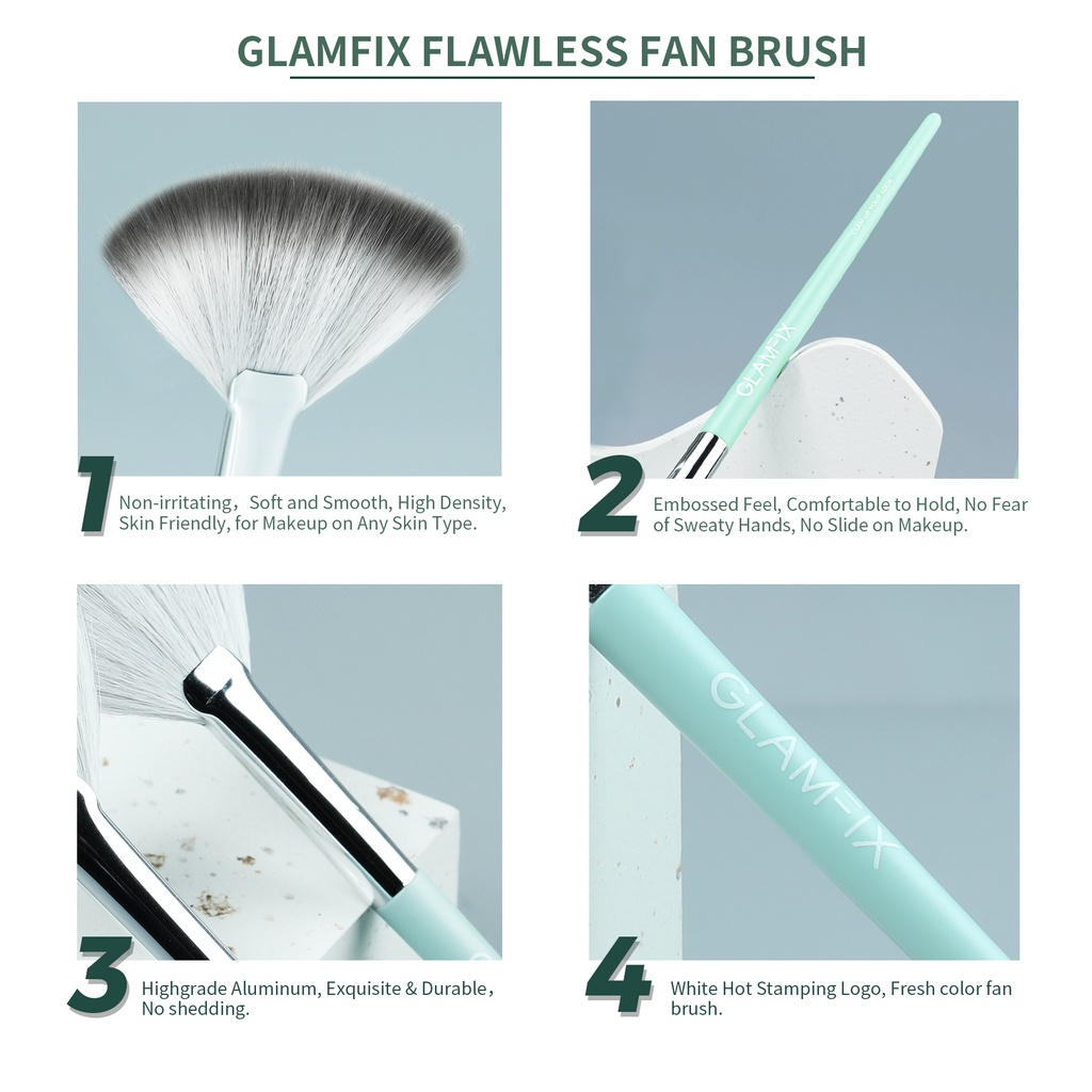 GLAMFIX Flawless Fan Brush Make Up 1 Pcs _ Kuas Make Up Highlighter | GLAM FIX Alat Kecantikan Makeup by YOU