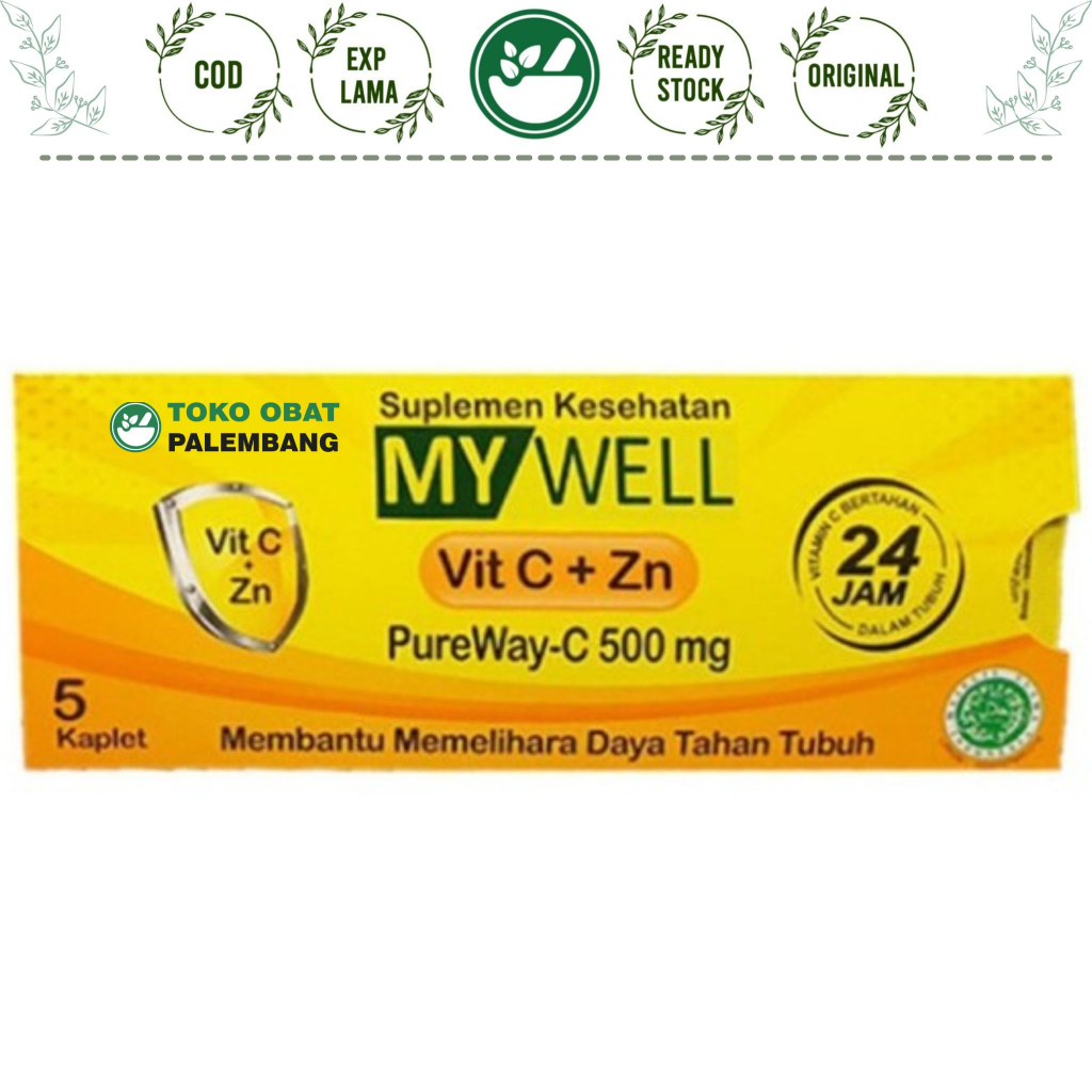 MYWELL VITAMIN C + ZINC 5 KAPLET MY WELL VIT C ZN PUREWAY C 500MG HALAL