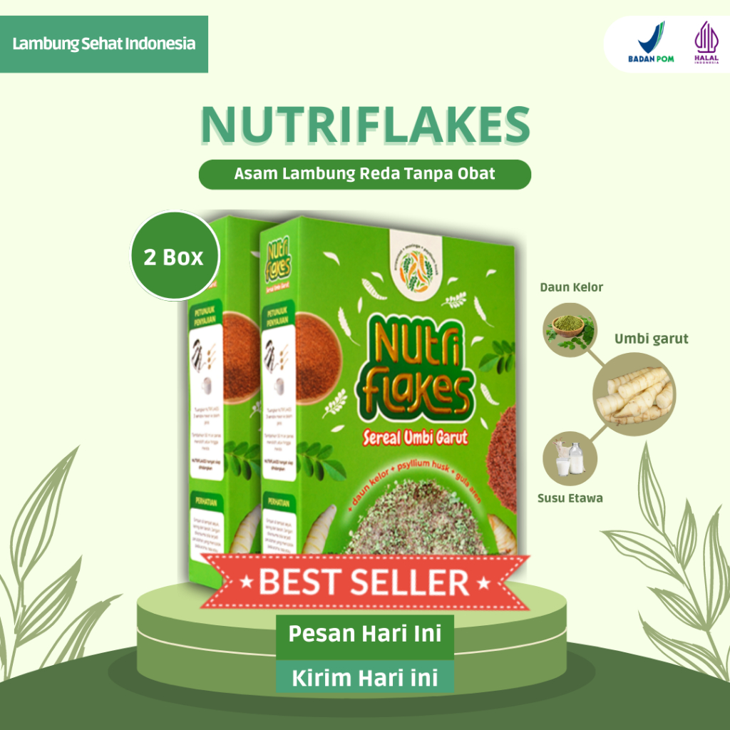 

NUTRIFLAKES Sereal Umbi Garut Asam Lambung Maag Gerd 2 Box