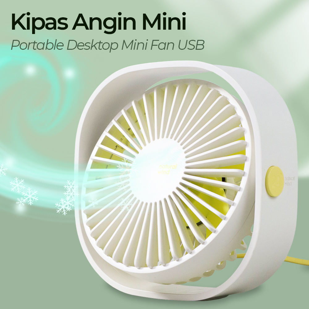 Small Fan Kipas Angin Meja Portable Desktop Mini Fan USB - 312 - White