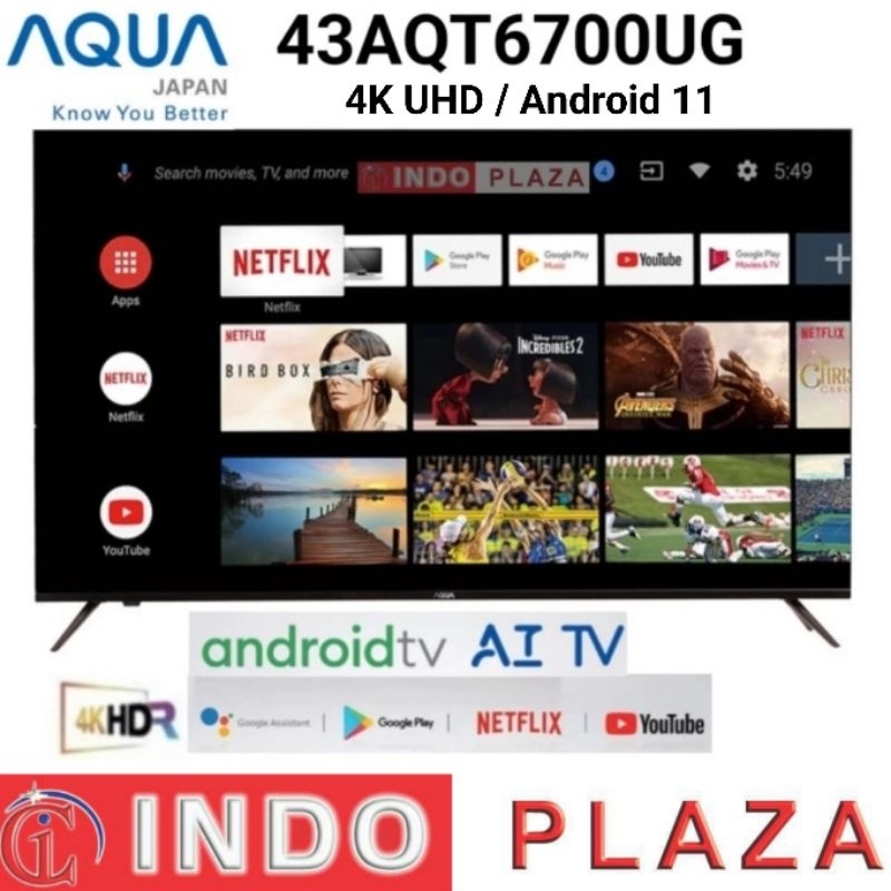 TV AQUA 43 INCH 43AQT6700UG 4K UHD SMART ANDROID -KHUSUS MEDAN