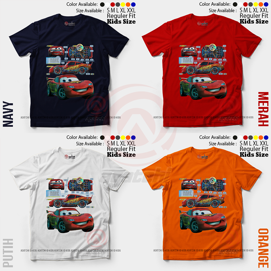 Kaos Atasan Anak Laki - Laki Agatchi Cars Lightning McQueen - New Cars