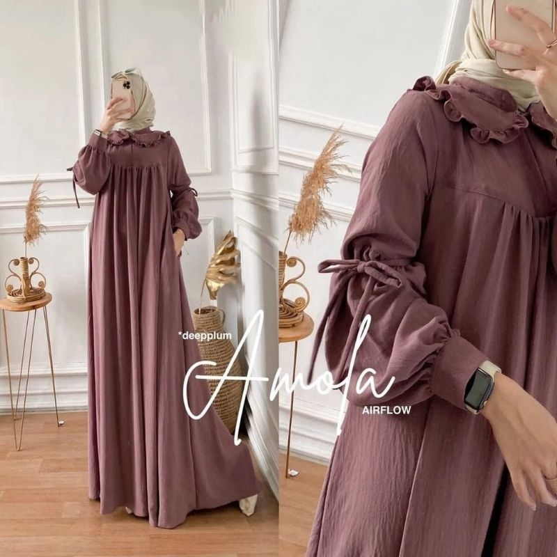 Gamis cringkel Amola bhn cringkel airflow ld110