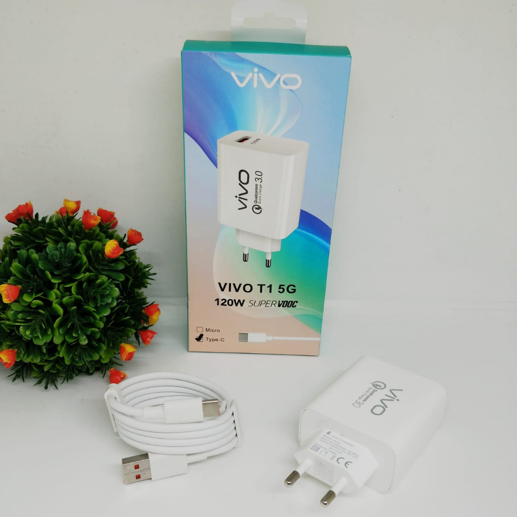 Charger Vivo T1 5G 120W Original Fast Charging Micro USB &amp; Type c/Charger Vivo 120watt Fast Charger Terbaru BY SEN