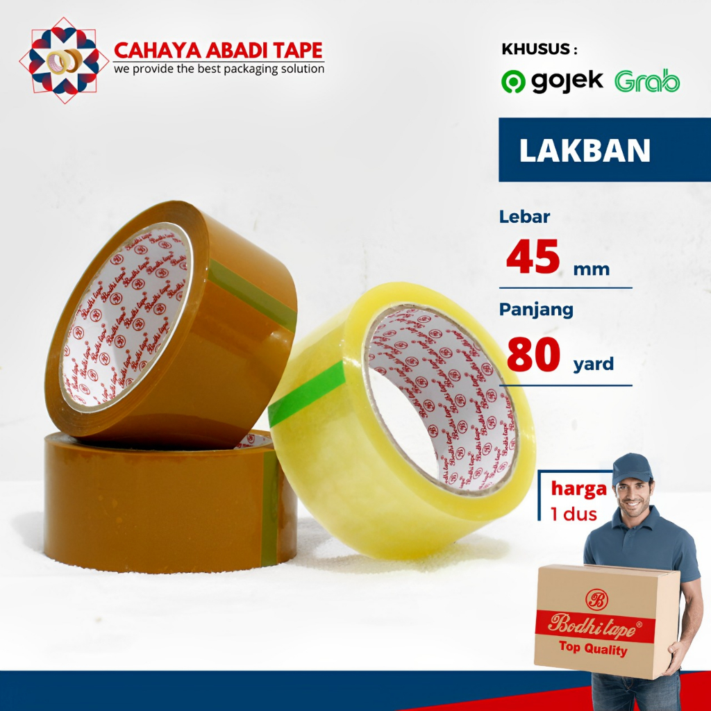 

LAKBAN BENING COKLAT BODHI 45MM X 80YARD PER DUS KHUSUS GOJEK /GRAB