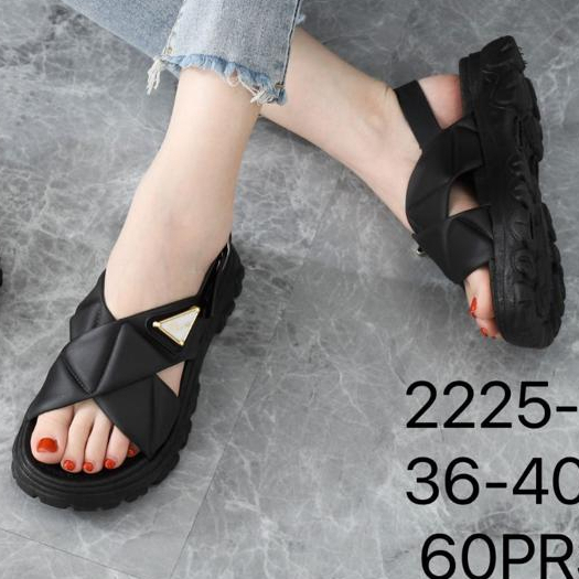 HYS Sandal Gunung Wanita 2201-11. Bahan Rubber Empuk Non-Slip Tali Belakang Perekat Cross Diamond