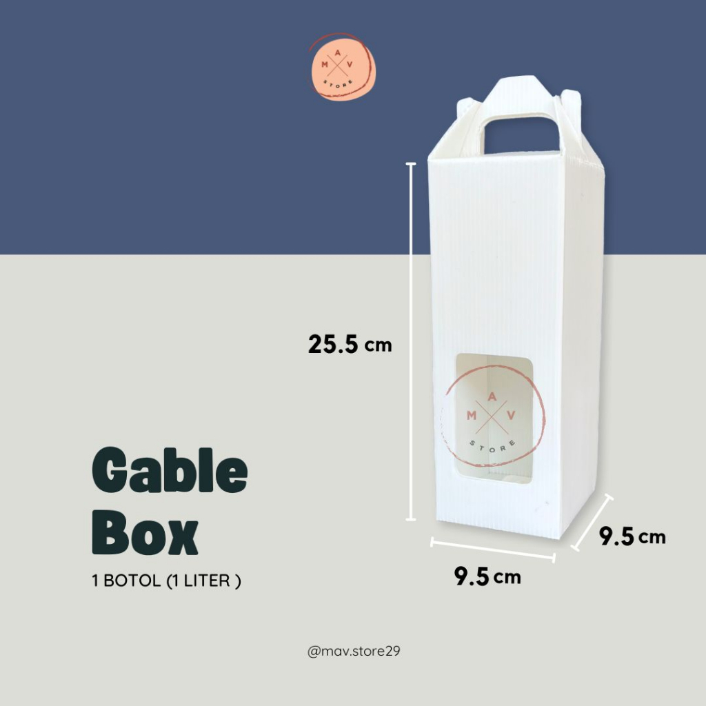 

Gable Box/Dus Hampers Botol Minuman 1 Liter (25.5 x 9.5 x 9.5 cm)
