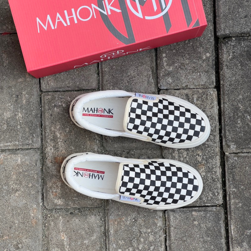 Mahonk Sneakers - Sepatu Slip On Checkerboard Gr2 (BISA COD) Sepatu Slipon Pria Wanita