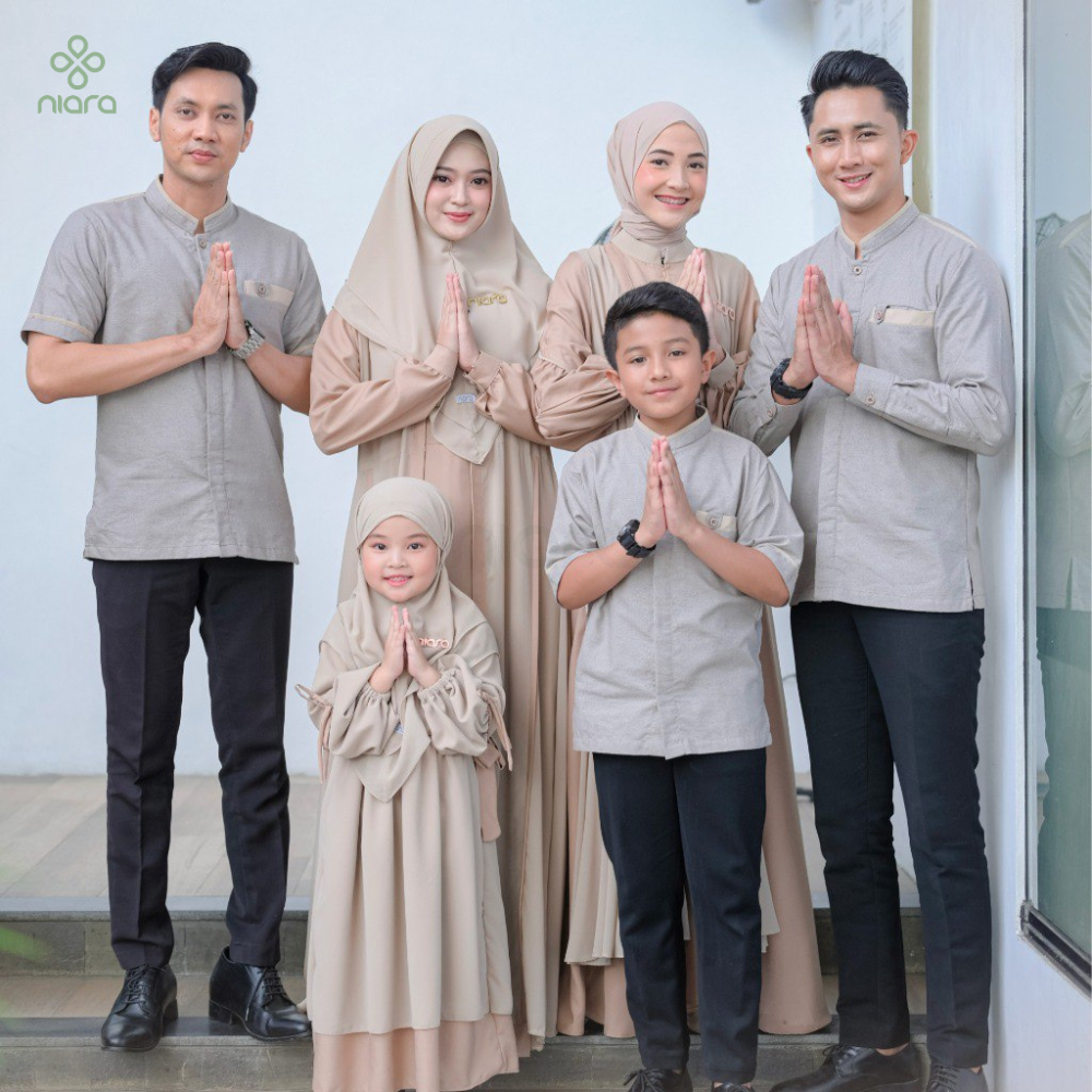 Sarimbit Keluarga Arabella By Niara Family Set Couple Warna Lentera Cream
