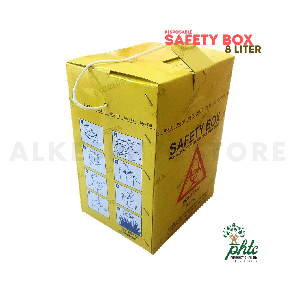 SAFETY BOX (BIOHAZARD) KAPASITAS 8 LITER l WADAH UNTUK LIMBAH MEDIS