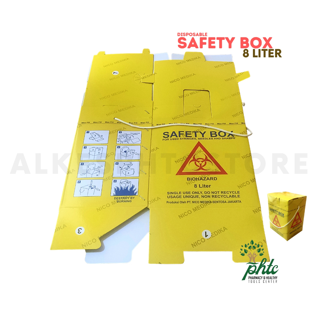 SAFETY BOX (BIOHAZARD) KAPASITAS 8 LITER l WADAH UNTUK LIMBAH MEDIS