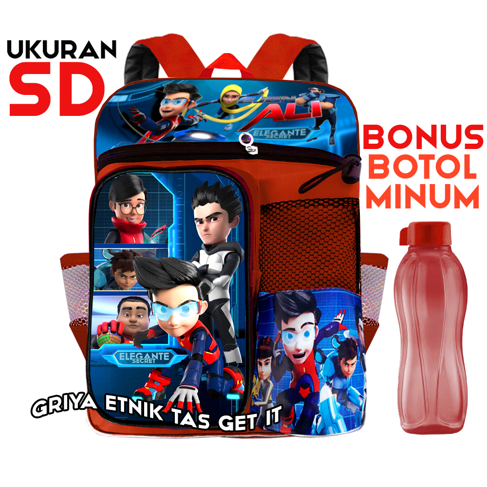 Tas Sekolah Anak Laki EJEN ALI / Tas Anak Sekolah SD / Tas Ransel Anak Mobile Legend Botol Minum