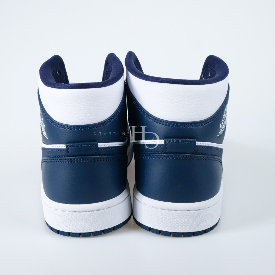 Air Jordan 1 Mid White Metallic Gold Obsidian (Men) 554724-174