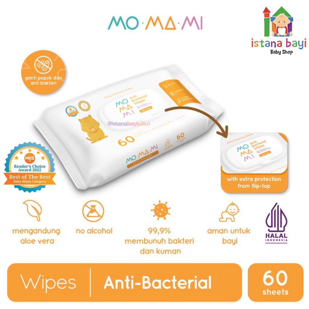 Momami Anti Bacterial Wipes 30/Tisu basah