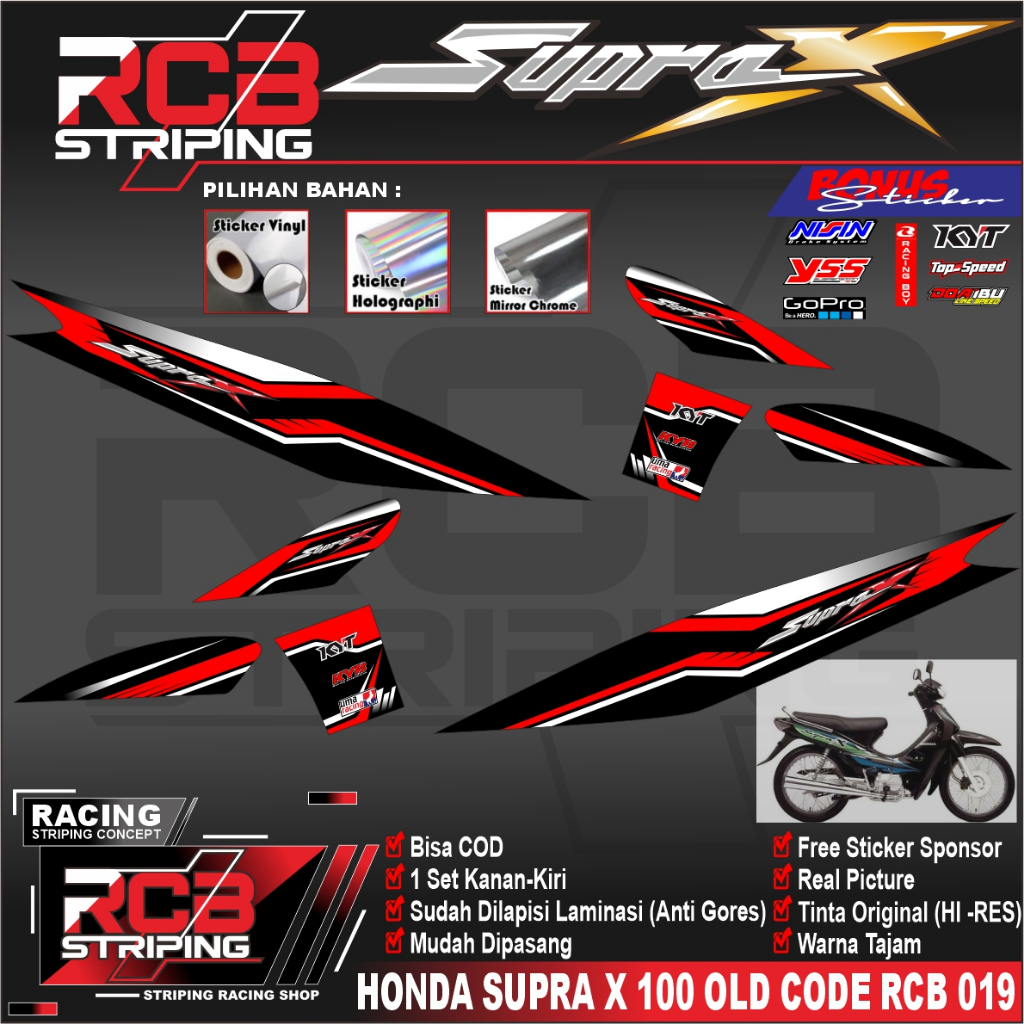 Striping SUPRA X 100CC lama -stripping BEST SELLER - sticker decal supra list honda supra, RCB 019
