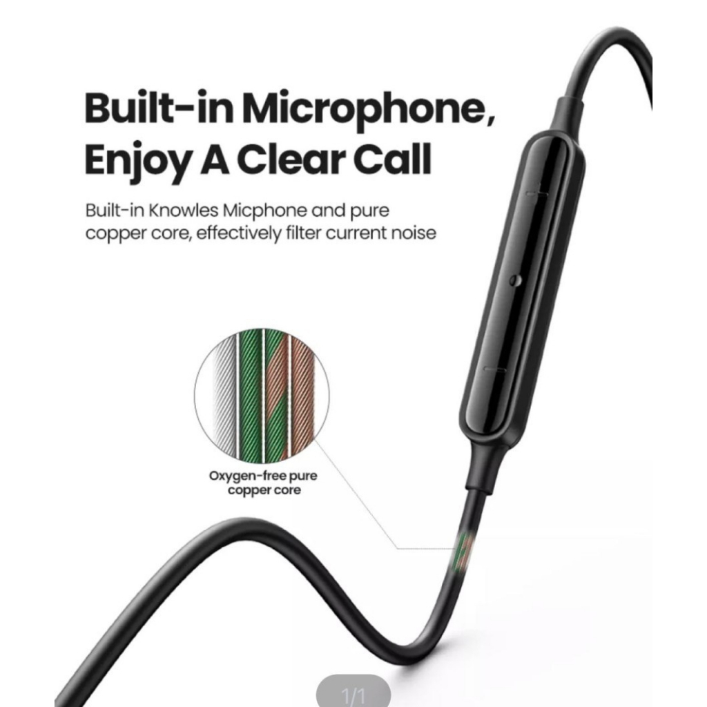 UGREEN Kabel Wired Earphone USB Type-C In-Ear Headset HF Stereo Bass Headphone Metal Samsung Oppo Vivo 30638