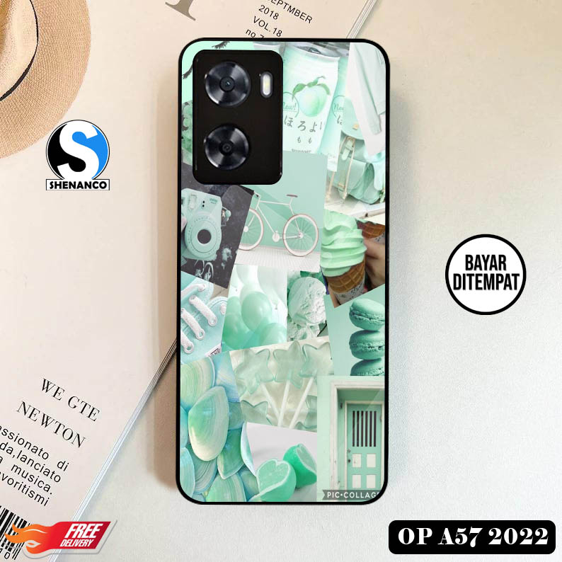 [COD]Promo Case Oppo A57 4G 2022 Gambar Wallpaper Aesthetic Hijau Casing Hp Bisa Type Lain Desain Ke