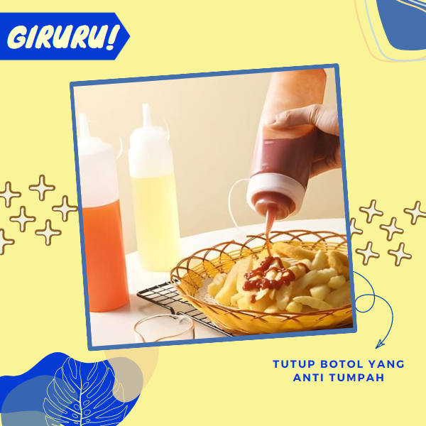 Botol Saus Plastik Kecap Dengan Angka Garis Putih Refillable / Bottle Sambal Tomat Mayonaise / Botol Saus Plastik Elastis Sambal