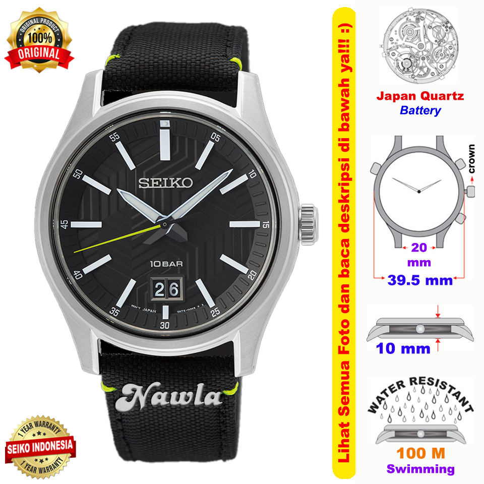 Seiko Quartz SUR517P1 Classic Nylon Black - Jam Tangan Pria SUR517