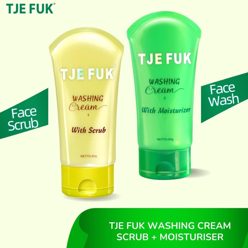 TJE FUK Facial Wash Washing Cream 60g - Pembersih Wajah Kotoran dan Sisa Make Up | Face Scrub | Face