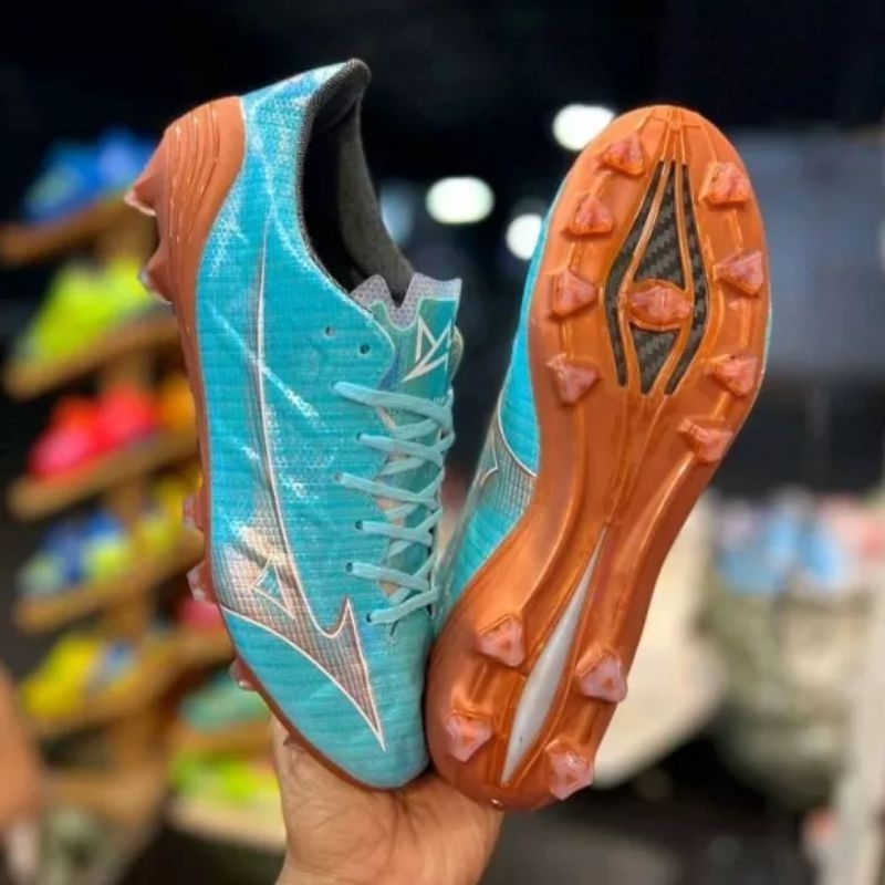 Sepatu Bola Mizuno Alpha Made In Japan Blue Azzure Pack FG