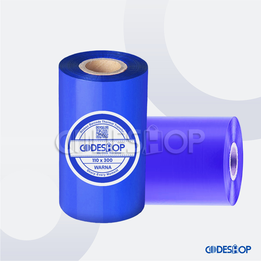 Ribbon Premium Wax Printer Label Barcode 110 x 300 Meter BIRU 110x300