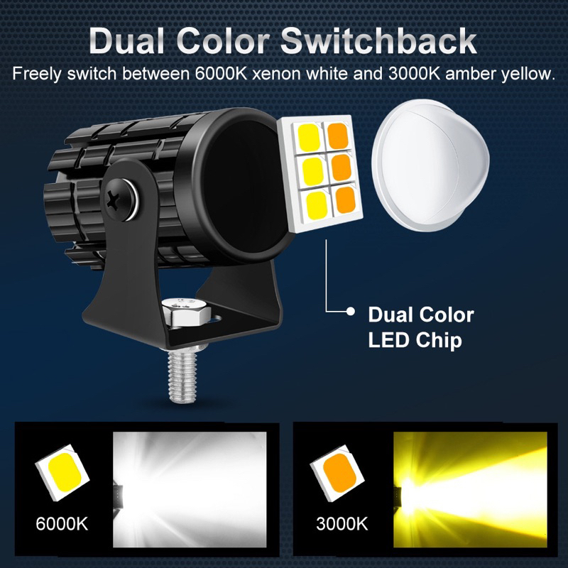 Tahan Lama Lampu Tembak D2 Mini 2 Warna Putih-Kuning 12-80V Universal Motor Mobil Vario Mio Beat