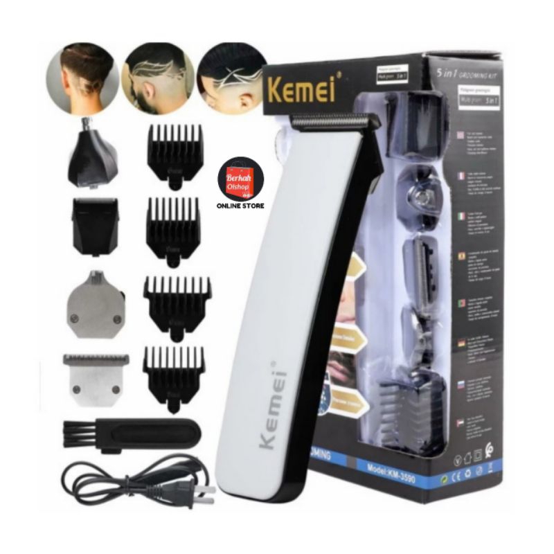 Berkah Oldshop 88 - Hair Clipper Trimmer HTC AT-1201 Alat Mesin Cukur Rambut Multigroom 5 in 1 Professional Hair Clipper Trimmer