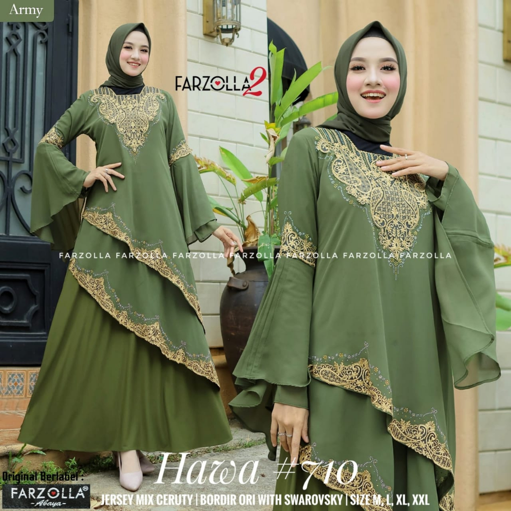 Hawa#710 Dress Gamis Turkey Muslim Bordir Original Produk By Mega Store