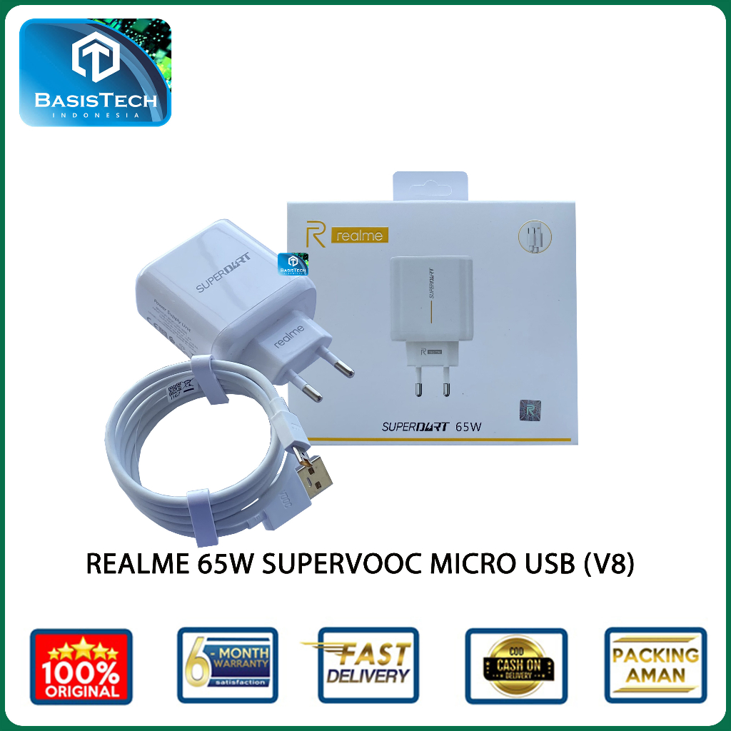 CHARGER REALME MICRO USB V8 TYPE C 65W SUPERDART ORIGINAL QUALITY