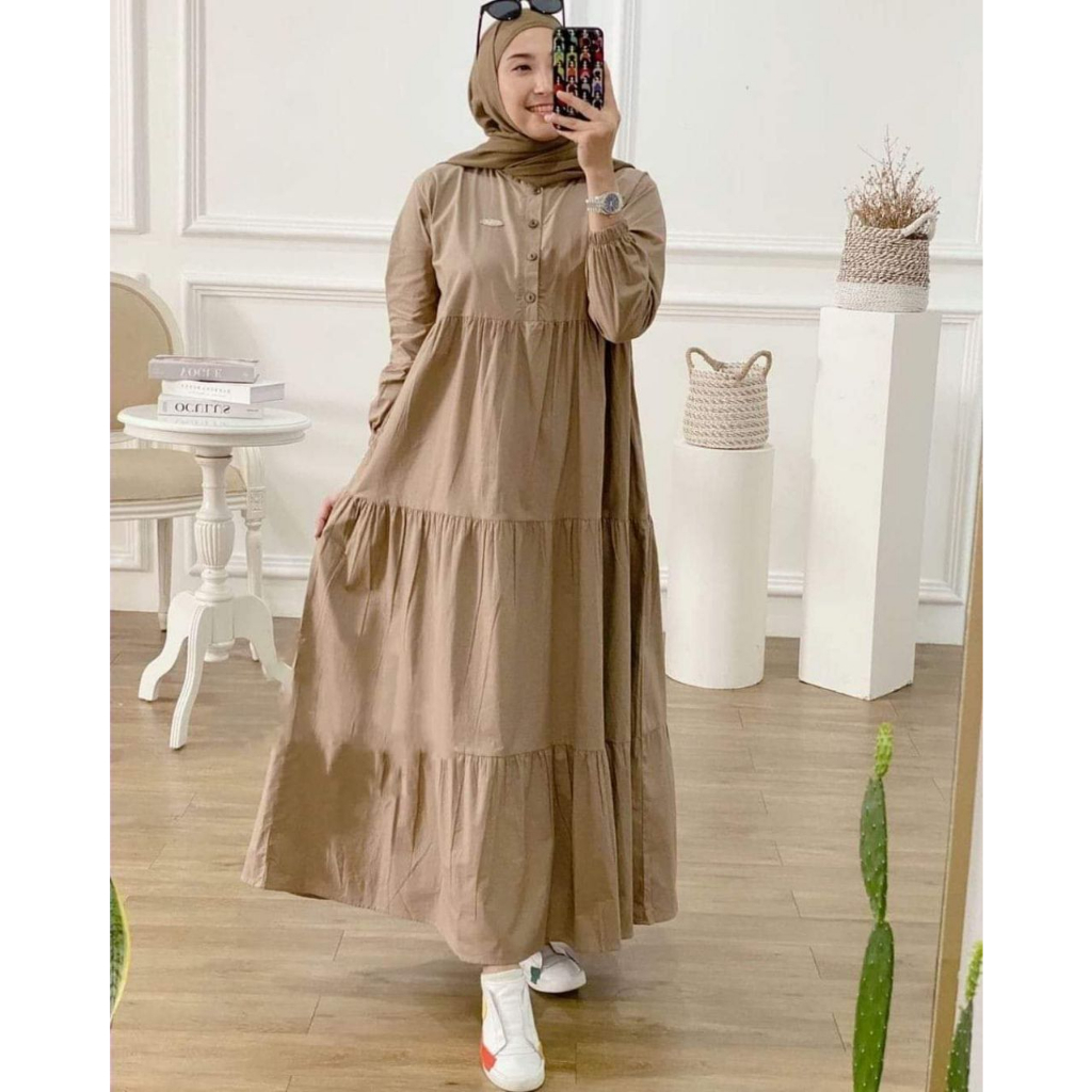 MIDI KIRANIA SUSUN| DRESS MIDI GAMIS CEWE
