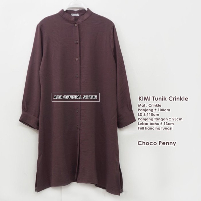 TUNIK KIMI - ATASAN TUNIK WANITA CRINKLE - BAJU ATASAN MUSLIM WANITA - ATASAN KEMEJA CARDIGAN WANITA