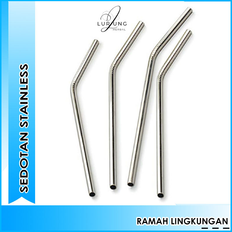 Sedotan Stainless Set Souvenir Pernikahan Boba Rainbow Bengkok Lipat