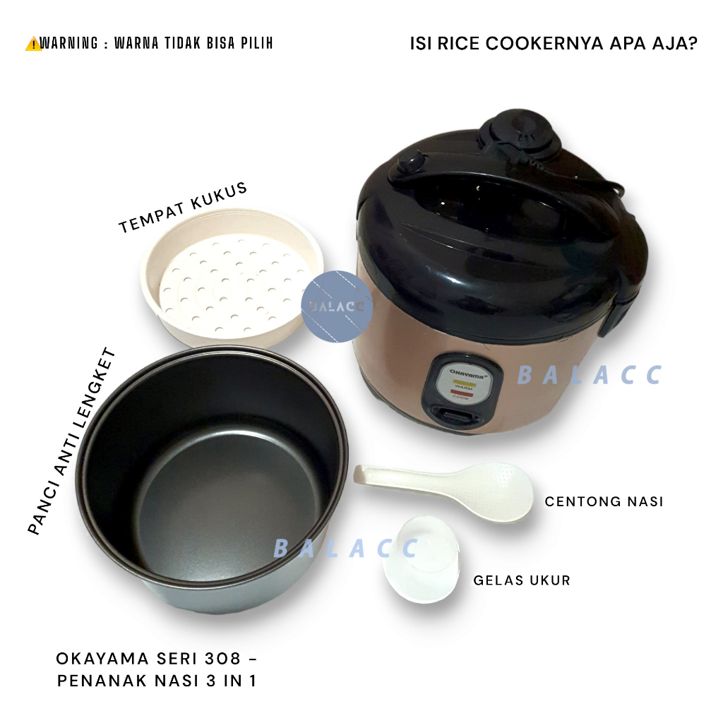 OKAYAMA Rice Cooker 3n1 1.8 Liter / Magic Com Nasi 1.8L