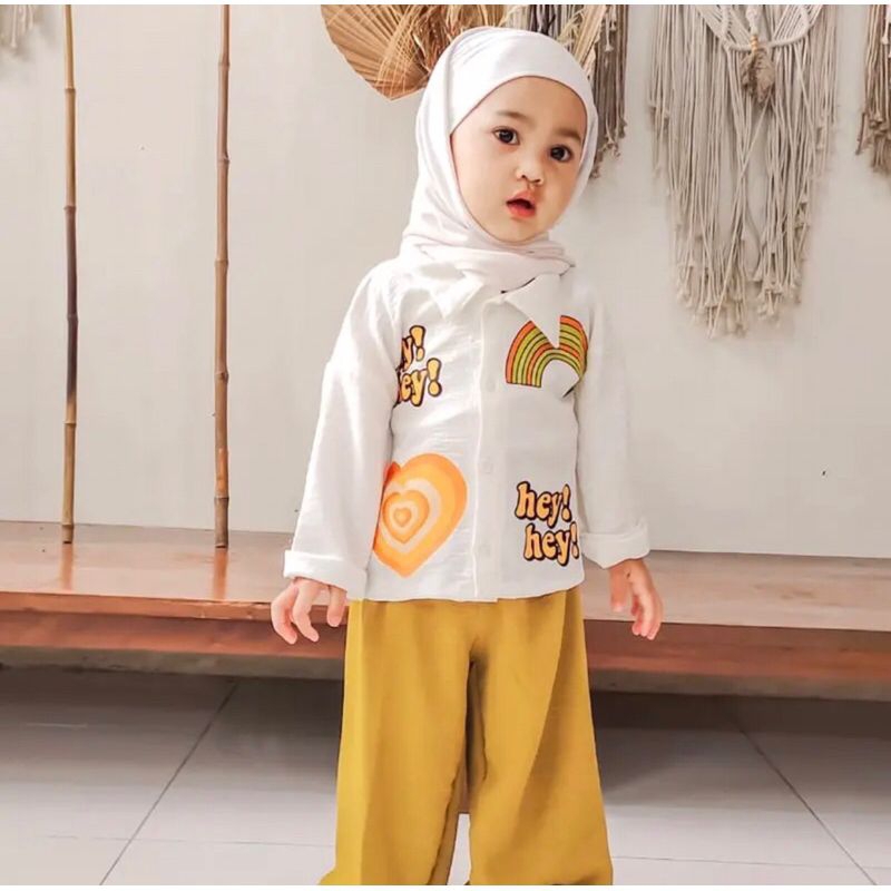 Baju Setelan Anak Perempuan Crop Top EMOJI Viral Crinkle DTF | Baju Kemeja Anak Cewe Bahan Crinkle Airflow Premium Usia 2-9 Tahun