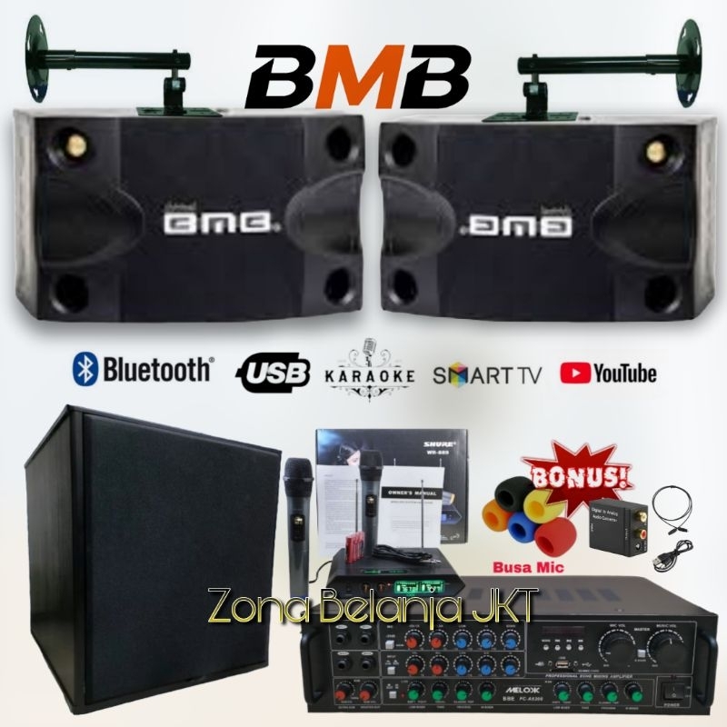 PAKET SOUND KARAOKE SET SPEAKER BMB 8 INCH + SUBWOOFER 12 INCH ORIGINAL TERMURAH BERKUALITAS