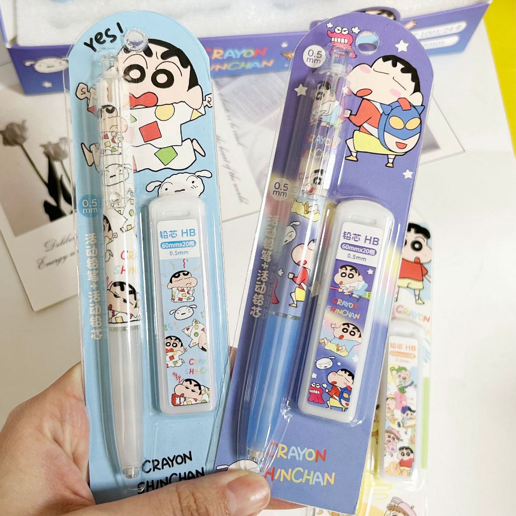 KENSHO Pensil Cetek Set Karakter Lucu Premium / Mechanical Pencil Import / Bolpen Sanrio Shinchan  Pochacco MyMelody Cinnamoroll Kuromi
