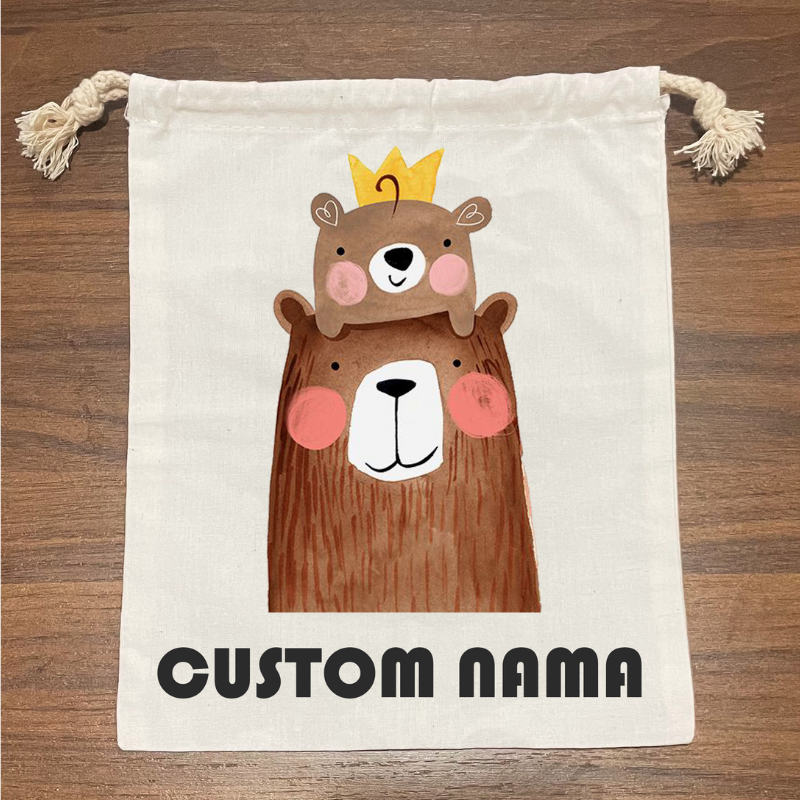 [POUCH NAMA] Kantong Pouch Hampers Lahiran Murah Set Kado Ulangtahun Anak Goodie Bag Canvas Custom