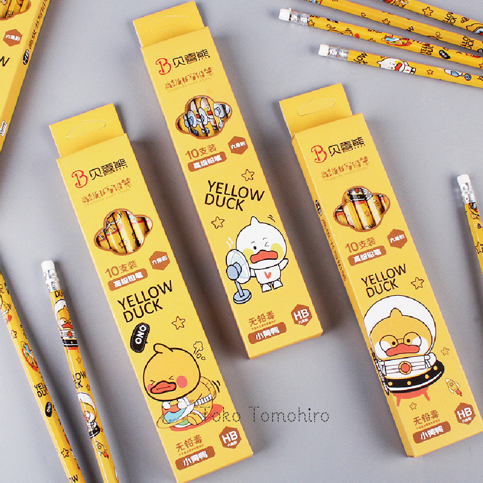 

[TokoTomo] - Pensil Kayu HB 1 box isi 10pcs Karakter Lucu Motif Bebek