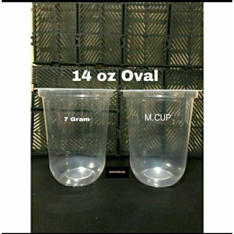 1 DUS 14 Oz OVAL ( M CUP)  7 GRAM GELAS PLASTIK/CUP PLASTIK